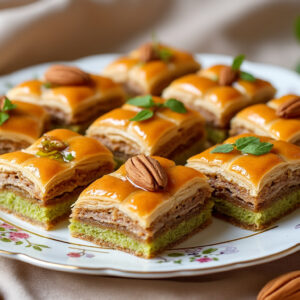 découvrez notre assortiment de baklawa libanais 1 kg-150, un mélange raffiné de pâtisseries orientales traditionnelles préparées à base de pistaches, amandes et noix. parfait pour vos moments gourmands ou à offrir.