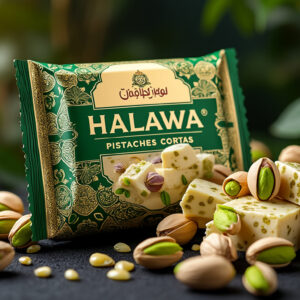 découvrez la halawa aux pistaches cortas 454g, une délicieuse pâte orientale douce et fondante, agrémentée de véritables pistaches. idéale pour le dessert ou une pause gourmande.